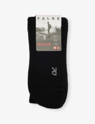 Falke Mens Black Walkie Ergo Stretch Wool-blend Socks In Black