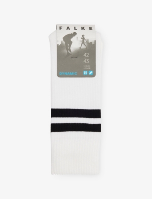 Falke Mens Offwhite Dynamic Stripe-trim Stretch-cotton Socks In White