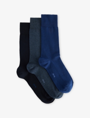 Falke Mens Multi Happy Box Pack Of Three Cotton-blend Socks In Multi