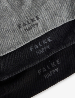 Falke Mens Sortiment Happy Box Pack Of Three Cotton-blend Socks In Gold