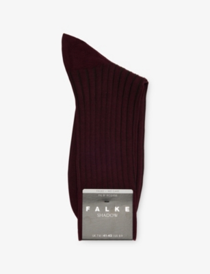 Falke Mens Rioja Shadow Cotton-blend Crew Socks In Burgundy