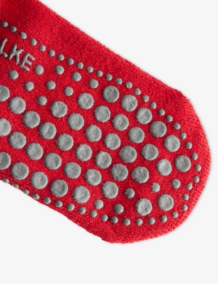 Falke Mens Scarlet Homepad Non-slip Cotton And Wool-blend Socks In Red