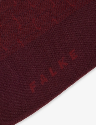 Falke Mens Barolo Aiport Edition Crew-length Stretch Wool-blend Socks In Burgundy