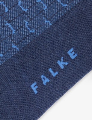 Falke Mens Blue Ink Aiport Edition Crew-length Stretch Wool-blend Socks In Blue