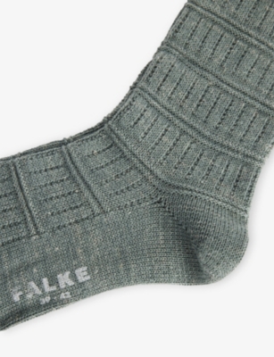 Falke Mens Flock Link Attire Wool And Linen-blend Socks In Green