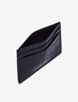Smythson Womens Navy Flat Leather Card Holder In Brown
