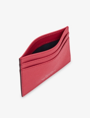 Smythson Womens Raspberry Stars Panama Flat Leather Card Holder In Multi