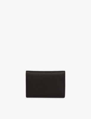Smythson Womens Black Panama Branded Leather Card Case In Black