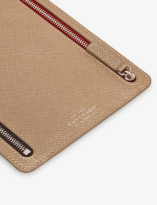 Smythson Bronze Panama Multi-zip Leather Currency Case In Brown