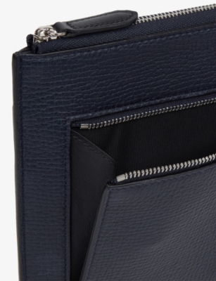 Smythson Navy Ludlow Flat Leather Travel Organiser In Blue