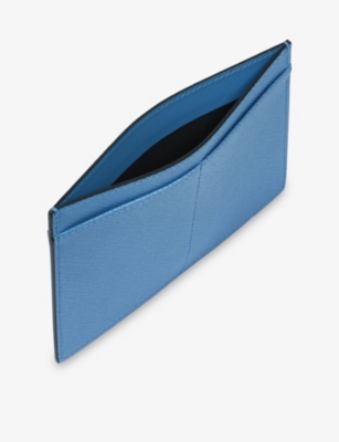 Smythson Nile Blue Panama Leather Passport Sleeve In Blue