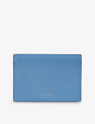 Smythson Nile Blue Panama Leather Passport Sleeve In Blue