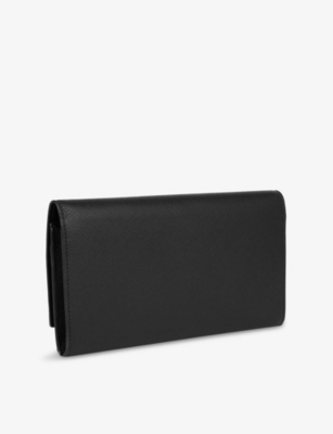 Smythson Black Panama Marshall Leather Travel Wallet In Black