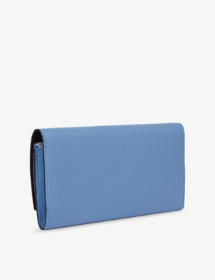 Smythson Nile Blue Panama Marshall Leather Travel Wallet In Blue