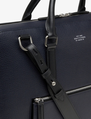 Smythson Mens Navy Ludlow Slim Leather Briefcase In Blue