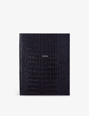 SMYTHSON: 2026 Portobello Mara Crocodile-Embossed Leather Weekly Vertical Diary