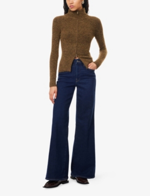 Good American Womens Indigo985 Good Waist Palazzo Wide-leg Stretch-denim Blend Jeans In Blue