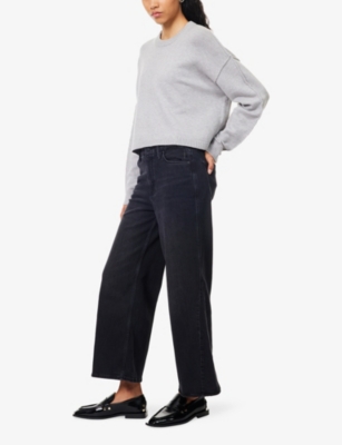 GOOD AMERICAN: Good Skate Crop-Wide-Leg Stretch-Denim Blend Jeans