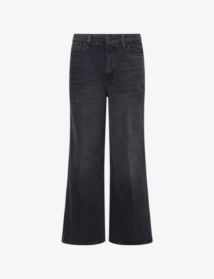 Good American Womens Black407 Good Skate Crop-wide-leg Stretch-denim Blend Jeans In Black