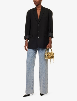 Good American Womens Indigo1070 Good Skate Wide-leg Denim-blend Jeans In Blue