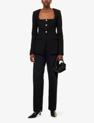 Good American Womens Black406 Good' 90s Wide-leg Denim-blend Jeans In Black