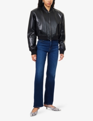 Good American Womens Indigo572 Mid Good True Straight-leg Stretch-denim Blend Jeans In Blue