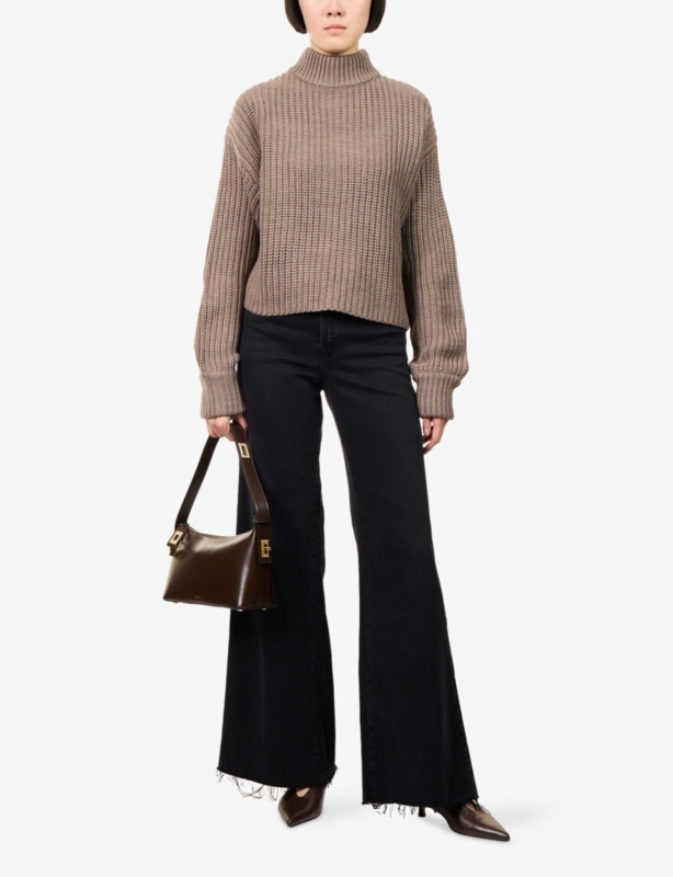 Good Waist Palazzo Wide-Leg Stretch-Denim Blend Jeans