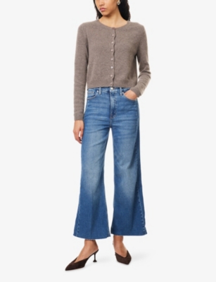 Good American Womens Indigo1005 Good Skate Crop Wide-leg Stretch-denim Blend Jeans In Blue