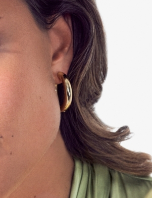 SIF JAKOBS: Carrara Pianura 18ct Gold-Plated 925 Sterling Silver Hoop Earrings