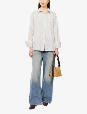 GOOD AMERICAN: Tie-Back Striped Stretch-Cotton Shirt