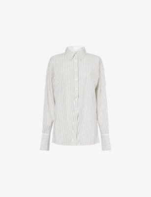 Good American Womens Bcw Pinstripe001 Tie-back Striped Stretch-cotton Shirt In White
