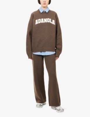 Adanola Womens Drk Cocoa Brwn/mrshmllw Varsity Knit Straight-leg Jogging Bottoms In Brown