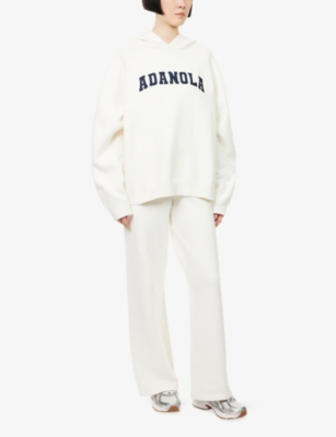 Adanola Womens Cream/coffee Bean Varsity Knit Straight-leg Jogging Bottoms In White