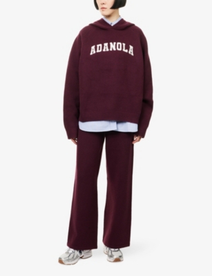 Adanola Womens Dark Cherry/marshmallow Varsity Knit Straight-leg Jogging Bottoms In Burgundy