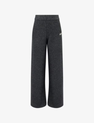 Adanola Womens Charcoal/marshmallow Varsity Knit Straight-leg Jogging Bottoms In Gray