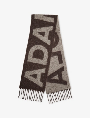 Adanola Womens Coffee Bean Logo Intarsia Knit Scarf In Brown