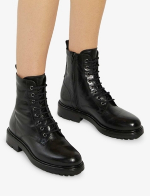 Dune Womens Patley Leather Ankle Boots Black Leather Eur 41 / 8 Uk In Black