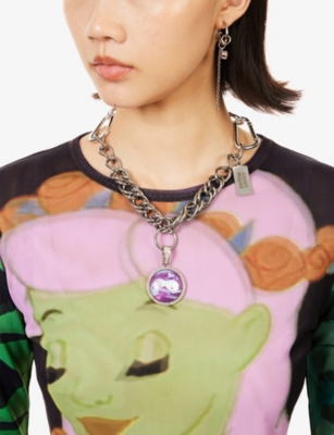 Chopova Lowena Womens Harry Lambert For  X Disney Goldfish Charm Metal  Necklace Multi In Metallic