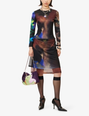 Chopova Lowena Womens Harry Lambert For  X Disney Sorcerer Long-sleeve Mesh Top Multi In Multi