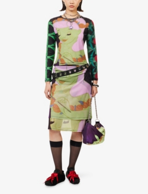 Chopova Lowena Womens Harry Lambert For  X Disney Centaurette Graphic-print Long-sleeve Stretch-mesh  In Green