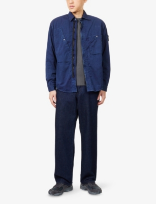 Stone Island Regular-fit Zipper-up Overshirt With Corrosion Treatment In Blue