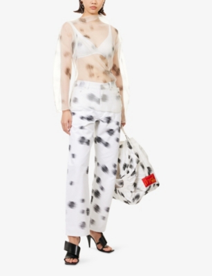 MARCO RIBEIRO: Harry Lambert for Marco Ribeiro x Disney 101 Dalmations Asymmetric-Neck Silk-Organza Top