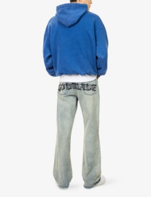 GODMADE: Graphic-Print Distressed Denim Jeans