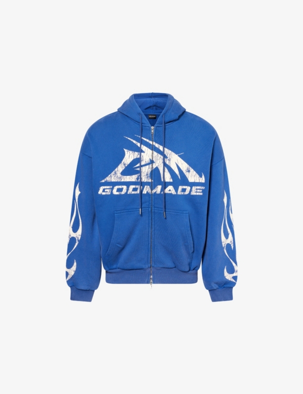 Graphic-Print Washed Cotton Hoody