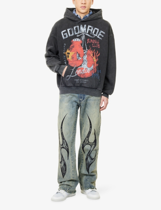 Boxing Club Graphic-Print Washed Cotton Hoody