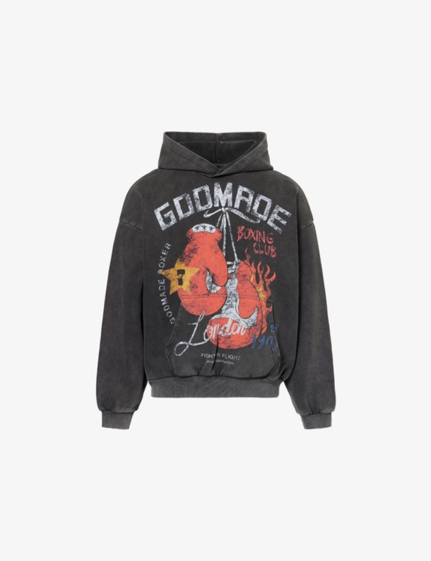 Boxing Club Graphic-Print Washed Cotton Hoody