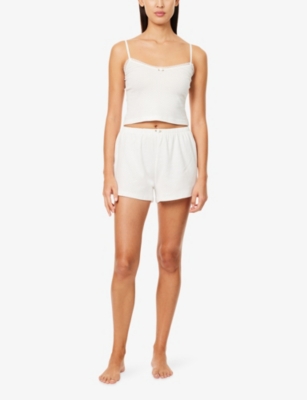 The Nap Co Womens  Pointelle Cami Cotton-knit Top In White