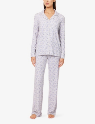 The Nap Co Womens  Stretch Long-sleeve Modal-jersey Pyjama Set In Blue