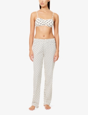 The Nap Co Womens  Pointelle Cotton-knit Crop Top In White