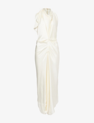 Victoria Beckham Womens  Backless Scarf Satin Midi Dress In White